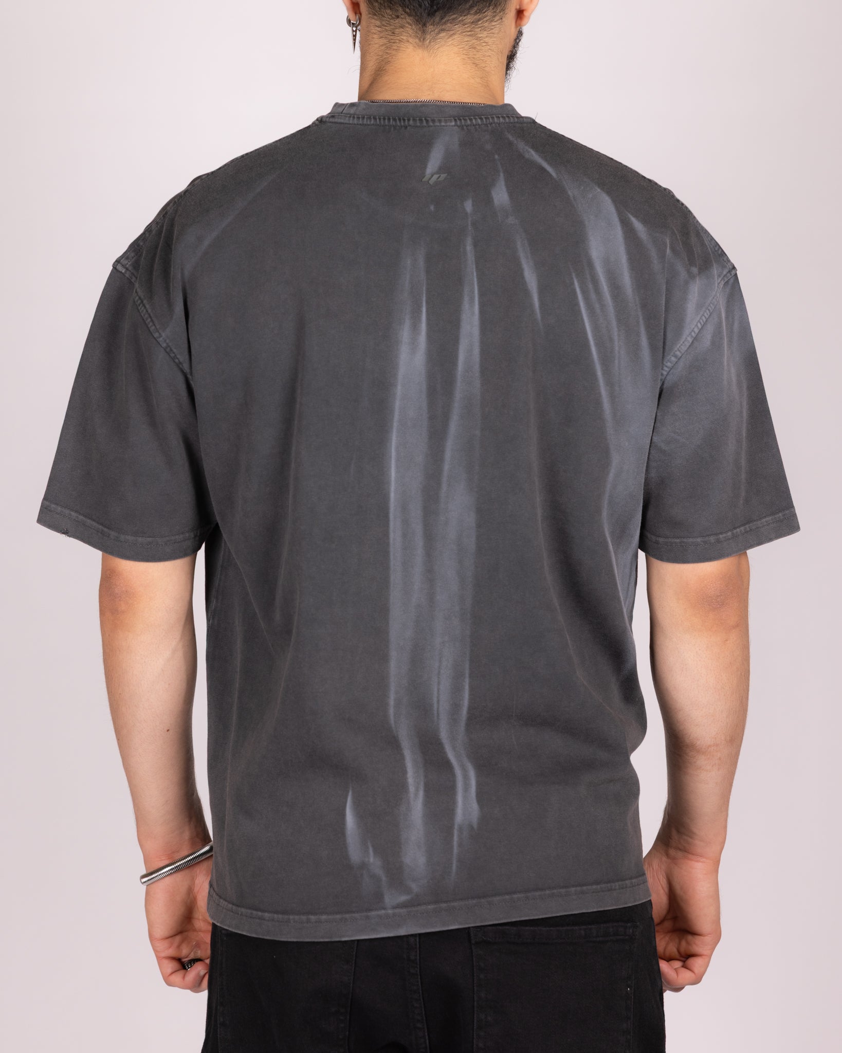 Oversized Graphic Dye T-Shirt with Washed Flame Effect