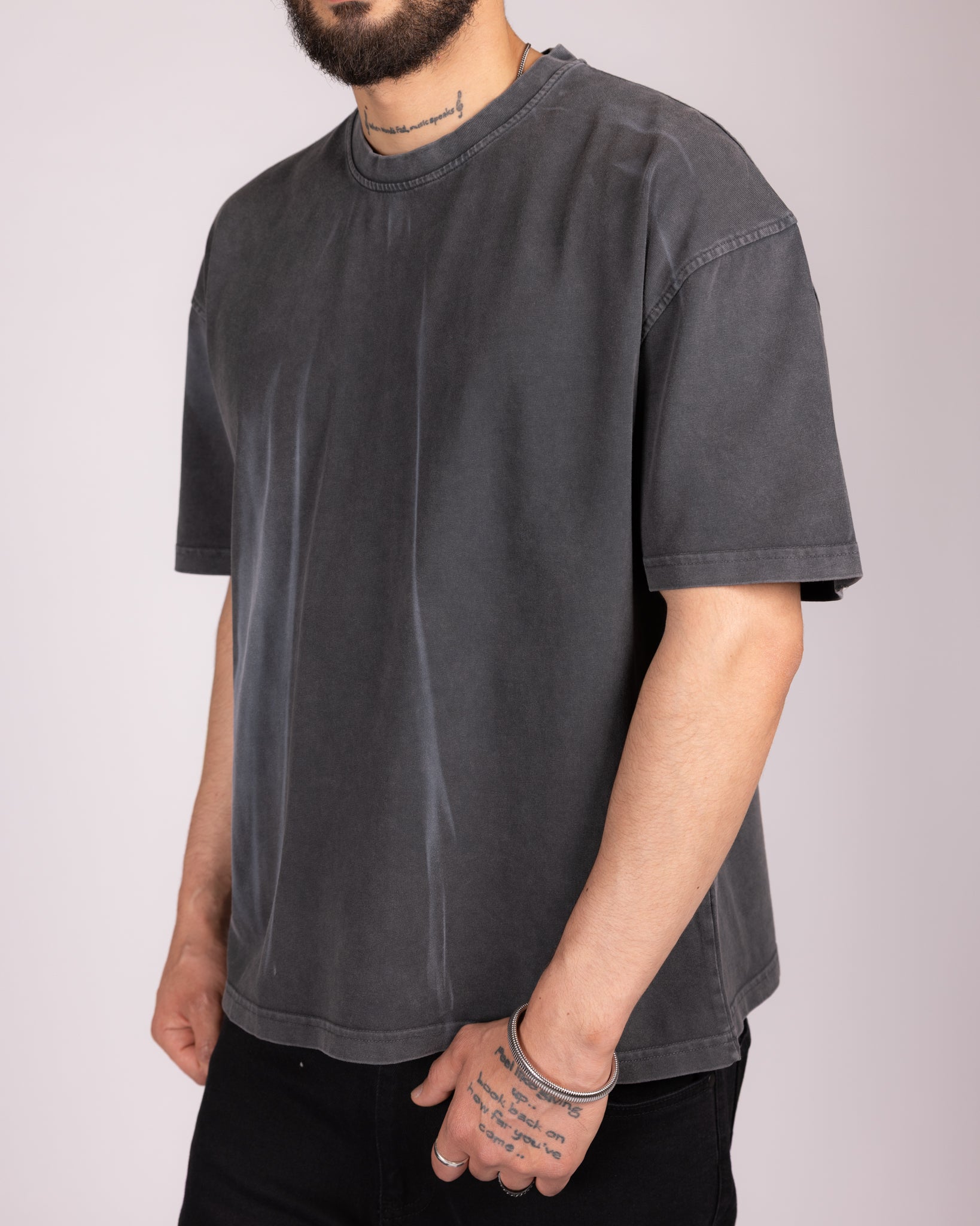 Oversized Graphic Dye T-Shirt with Washed Flame Effect