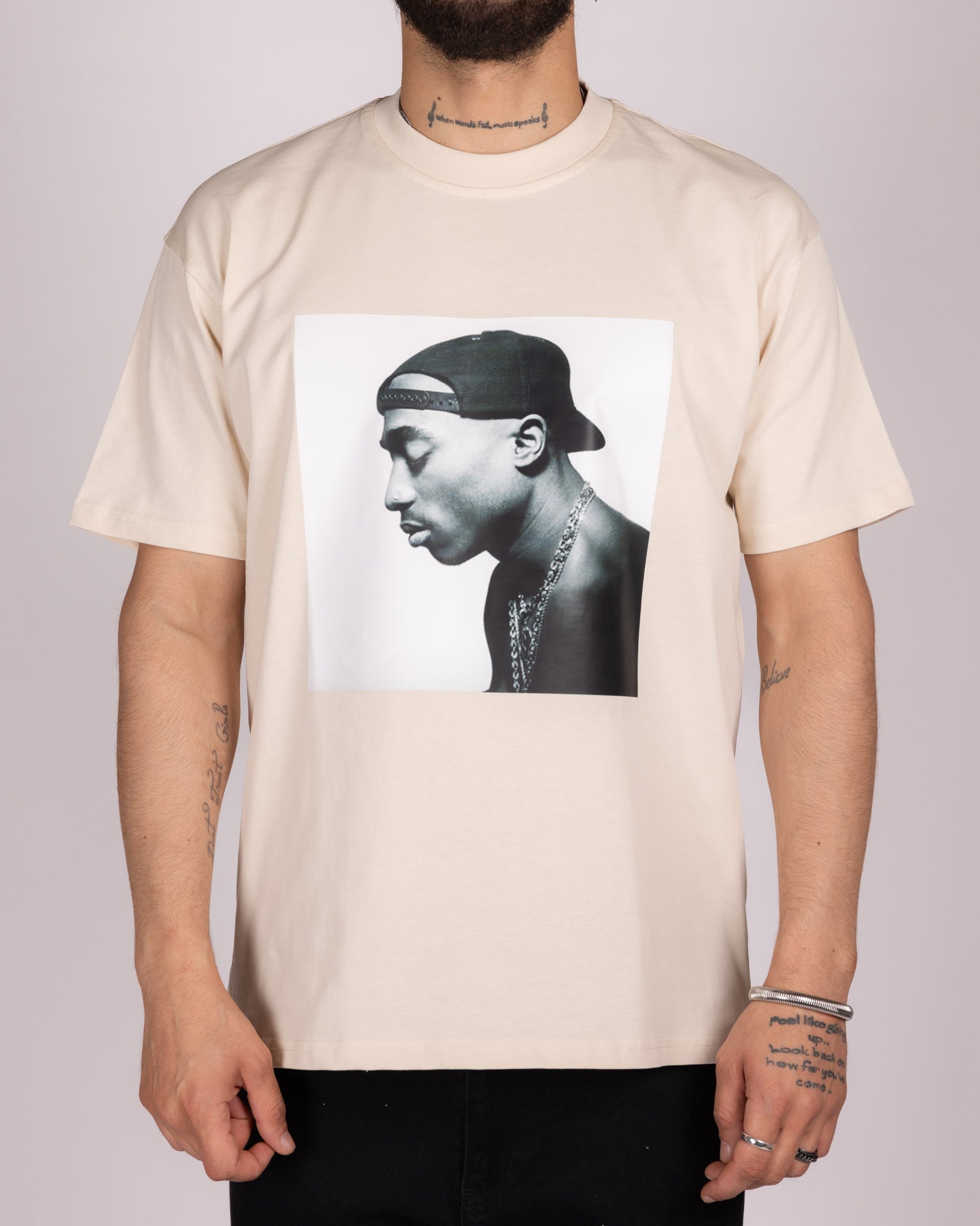 Oversized Beige Makaveli Graphic T-Shirt