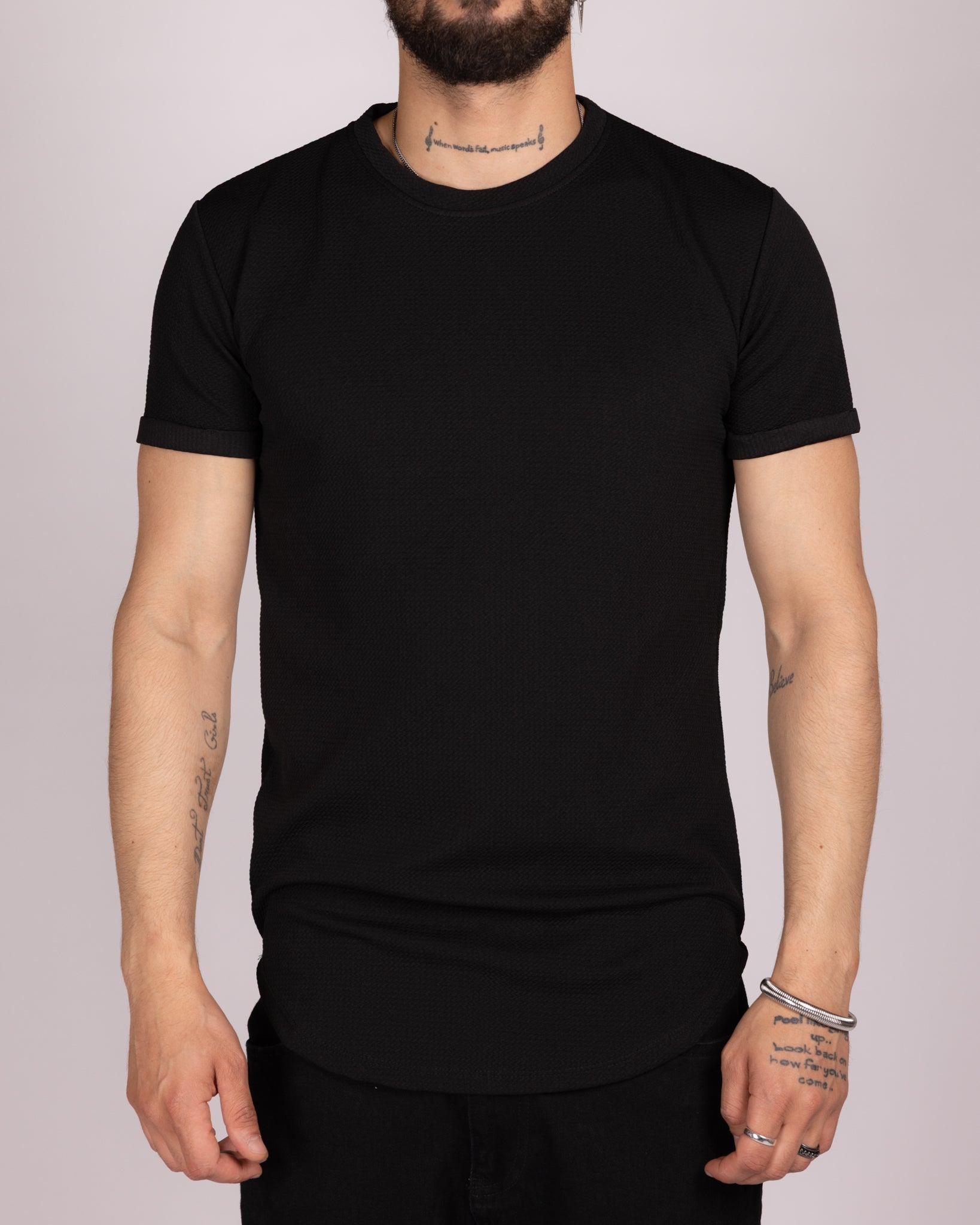 Textured Short Sleeve Longline T-Shirt