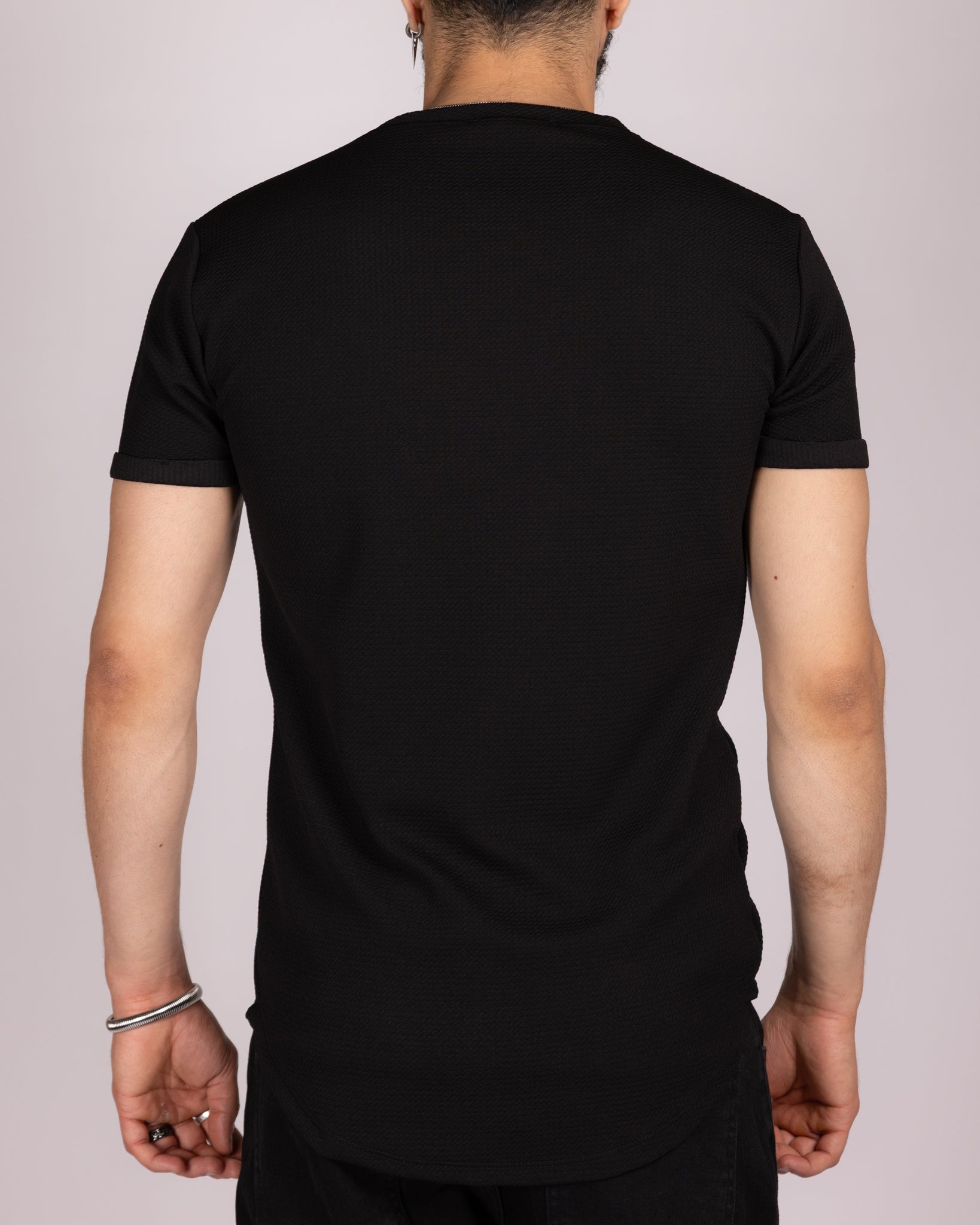 Textured Short Sleeve Longline T-Shirt