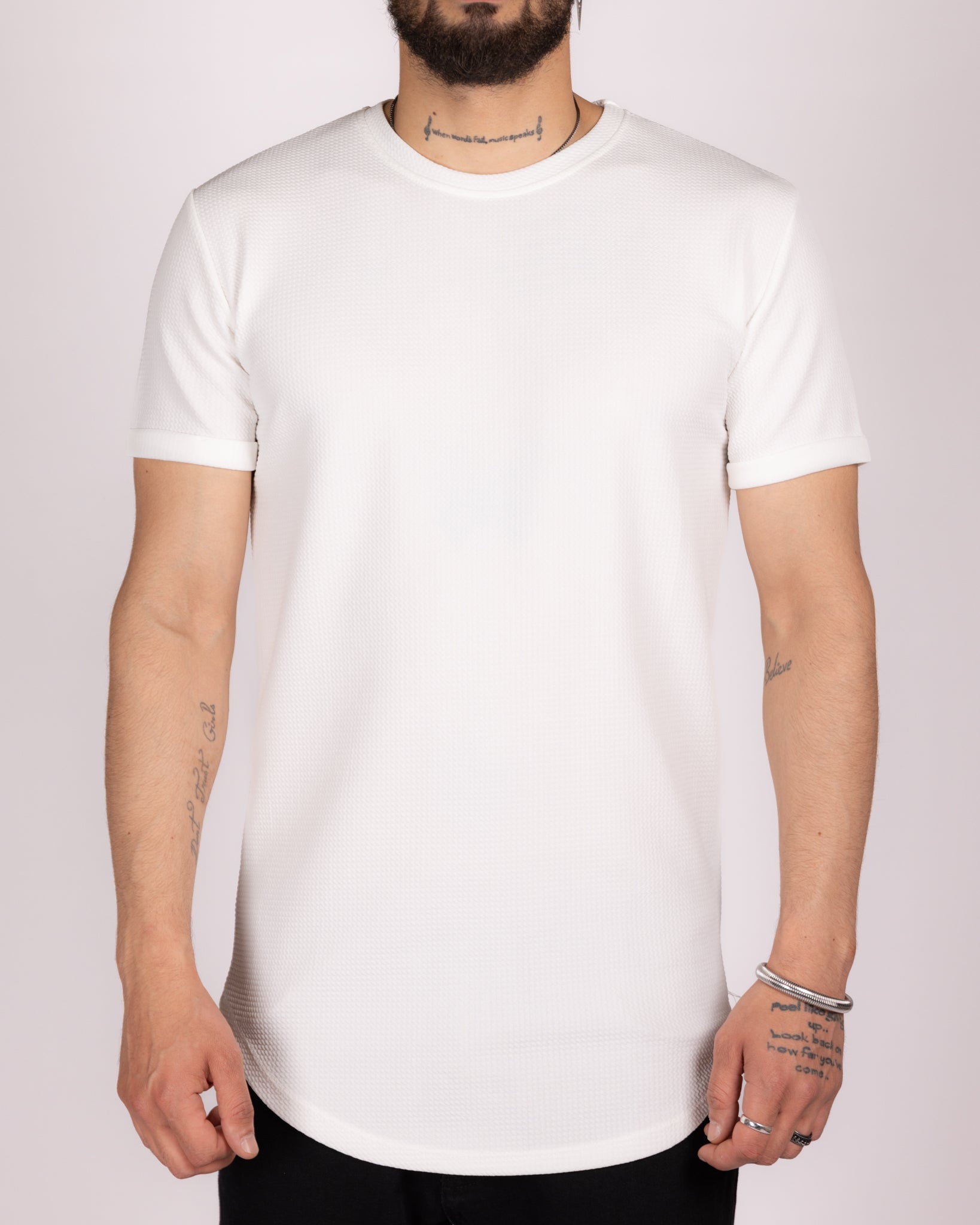 Textured Short Sleeve Longline T-Shirt