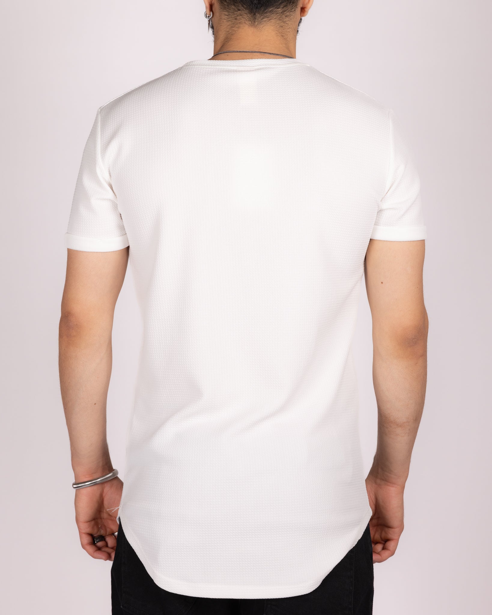 Textured Short Sleeve Longline T-Shirt
