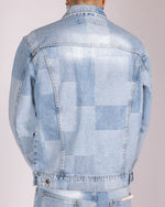 Patchwork Light Wash Denim Jacket and Jeans Set