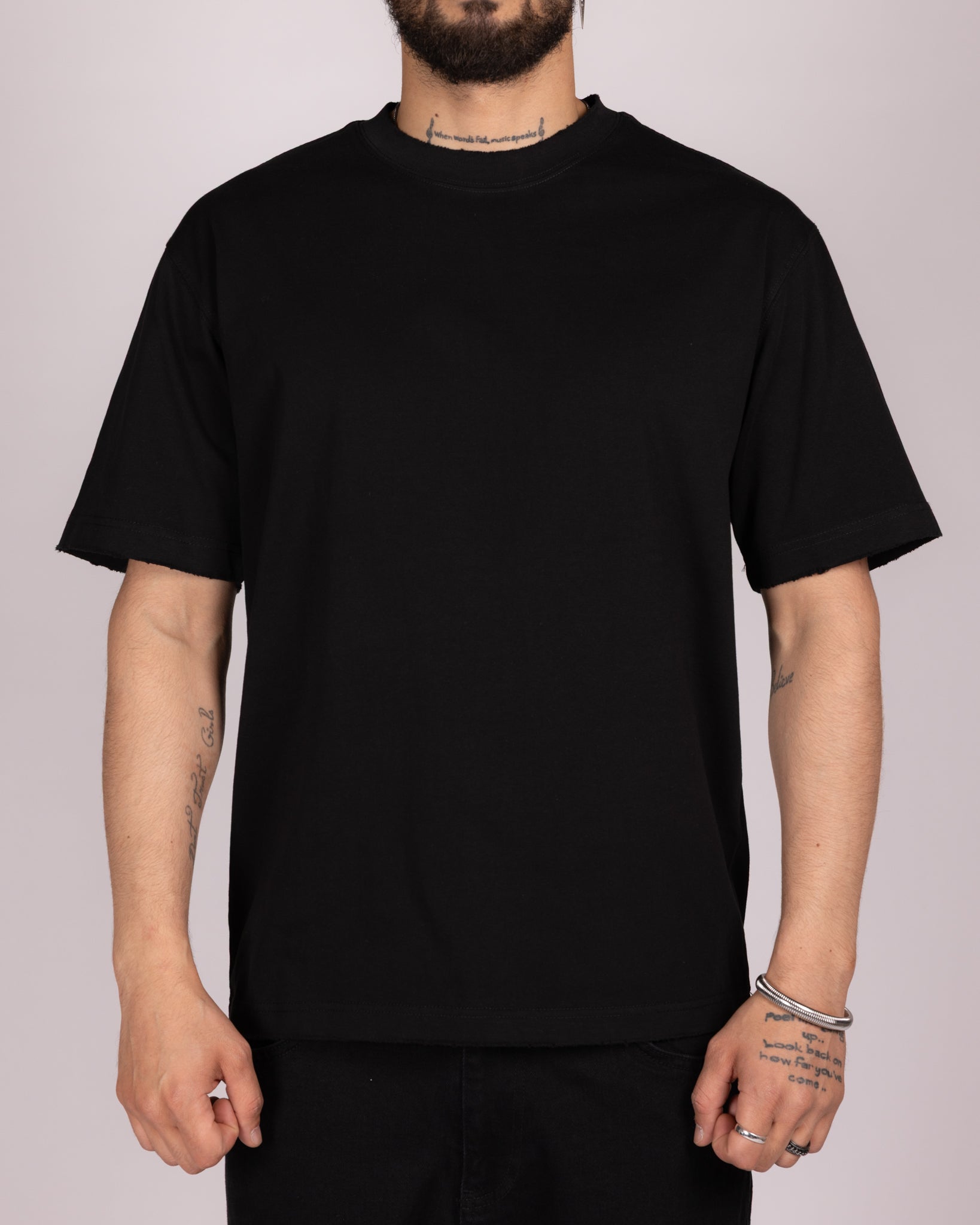 Relaxed Fit Raw Edge Crewneck T-Shirt