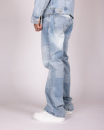 Patchwork Light Wash Denim Jacket and Jeans Set