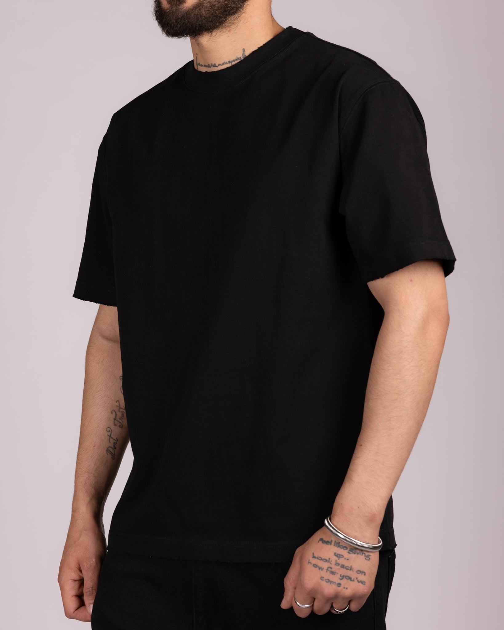 Relaxed Fit Raw Edge Crewneck T-Shirt