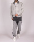 Grey Utility Jacket and Contrast Panel Jeans Denim Set