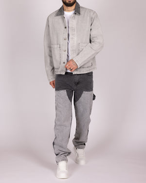 Grey Utility Jacket and Contrast Panel Jeans Denim Set