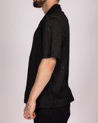 Textured Diamond-Pattern Short Sleeve Shirt