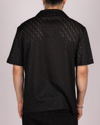 Textured Diamond-Pattern Short Sleeve Shirt