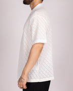 Textured Diamond-Pattern Short Sleeve Shirt
