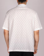 Textured Diamond-Pattern Short Sleeve Shirt