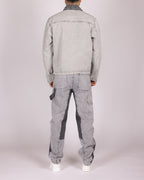 Grey Utility Jacket and Contrast Panel Jeans Denim Set