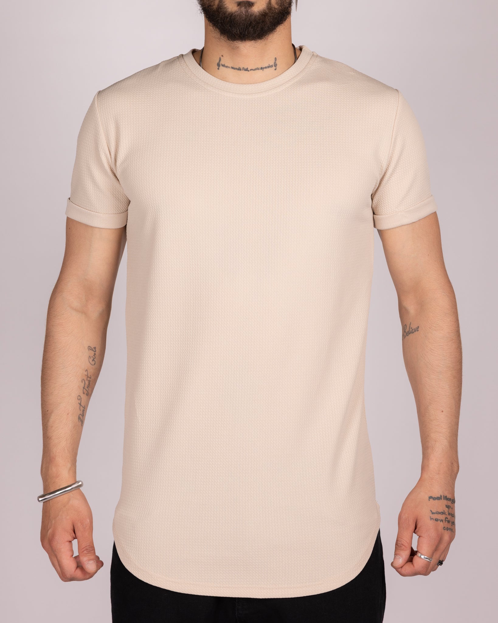 Textured Short Sleeve Longline T-Shirt
