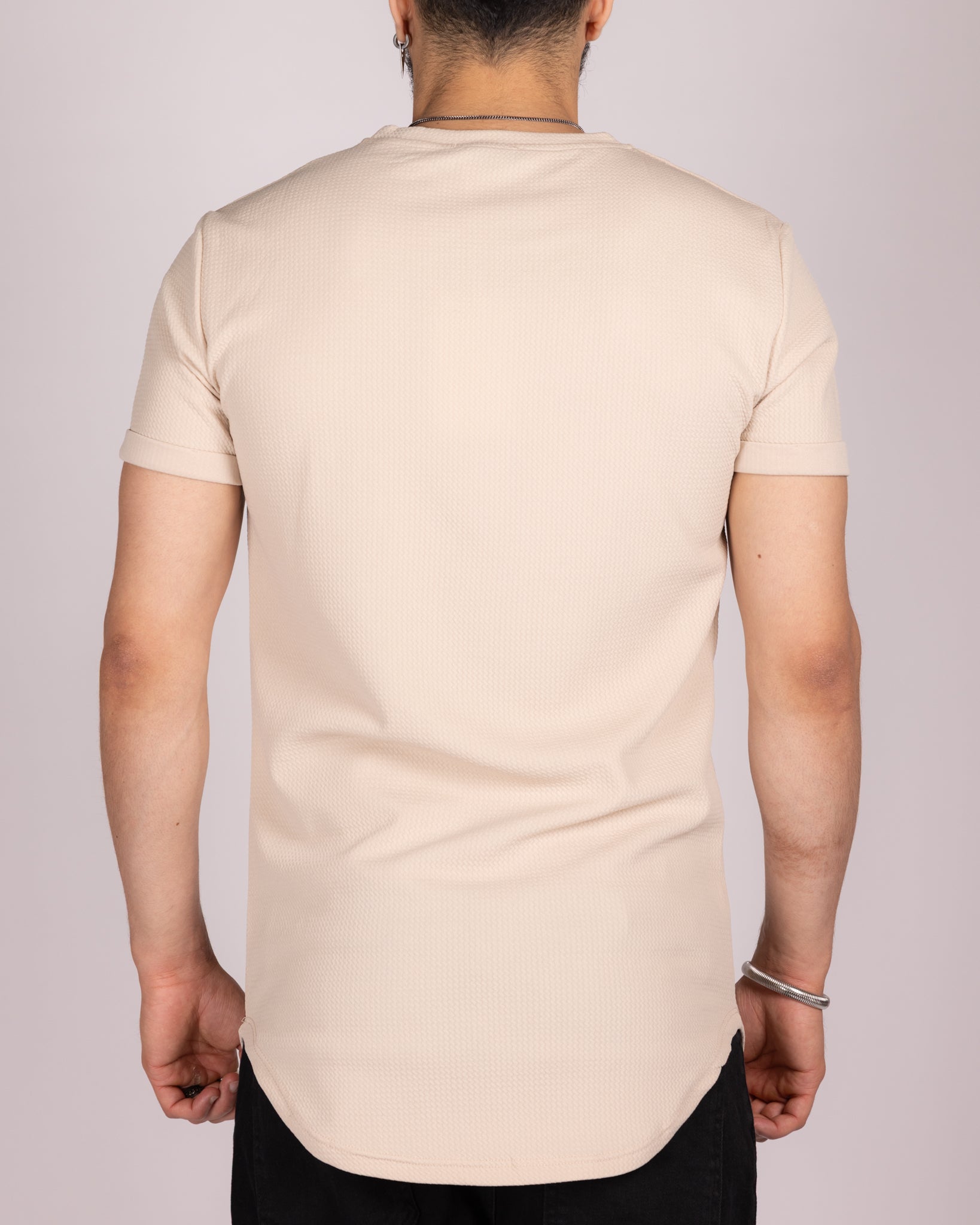 Textured Short Sleeve Longline T-Shirt