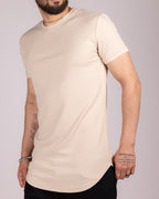 Textured Short Sleeve Longline T-Shirt