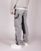 Grey Utility Jacket and Contrast Panel Jeans Denim Set