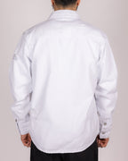 Distressed Denim Overshirt with Snap Buttons and Chest Pockets