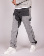 Grey Utility Jacket and Contrast Panel Jeans Denim Set