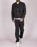 Floral Embroidered Washed Jacket and Jeans Denim Set