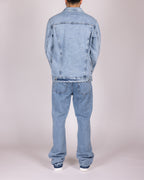 Geometric Stitch Blue Denim Jacket and Jeans Set