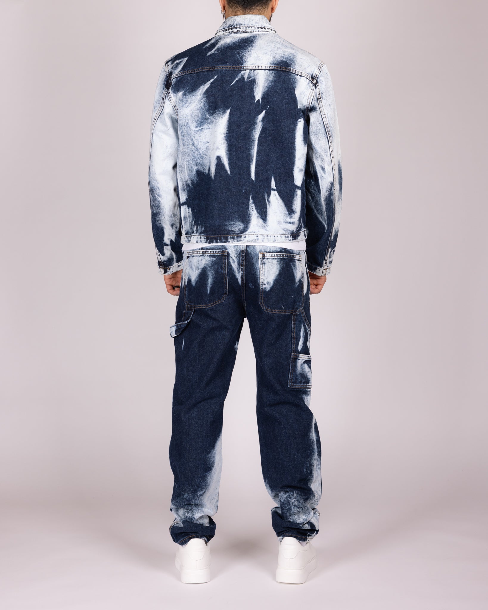 Bleach Washed Jacket and Jeans Denim Set