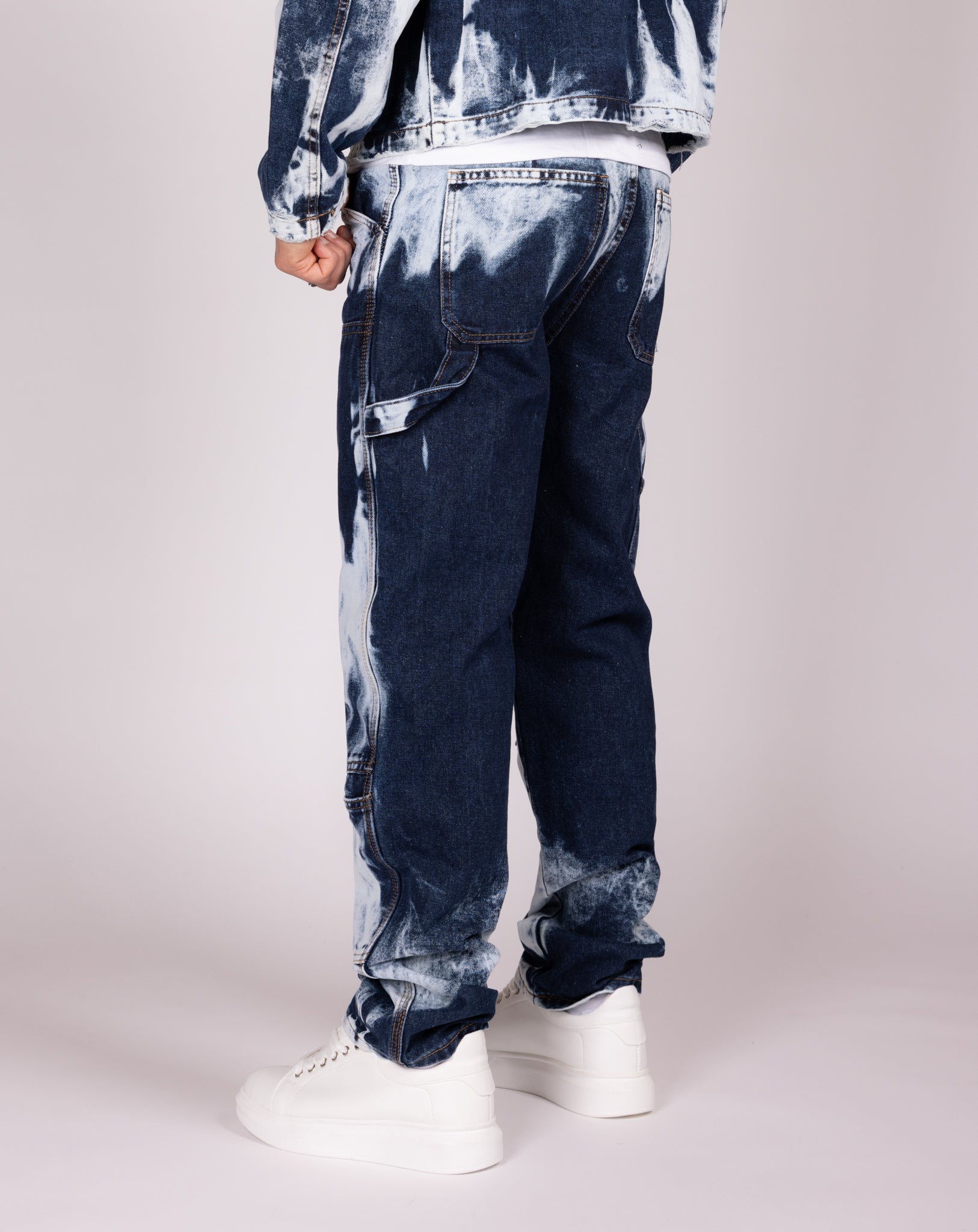 Bleach Washed Jacket and Jeans Denim Set