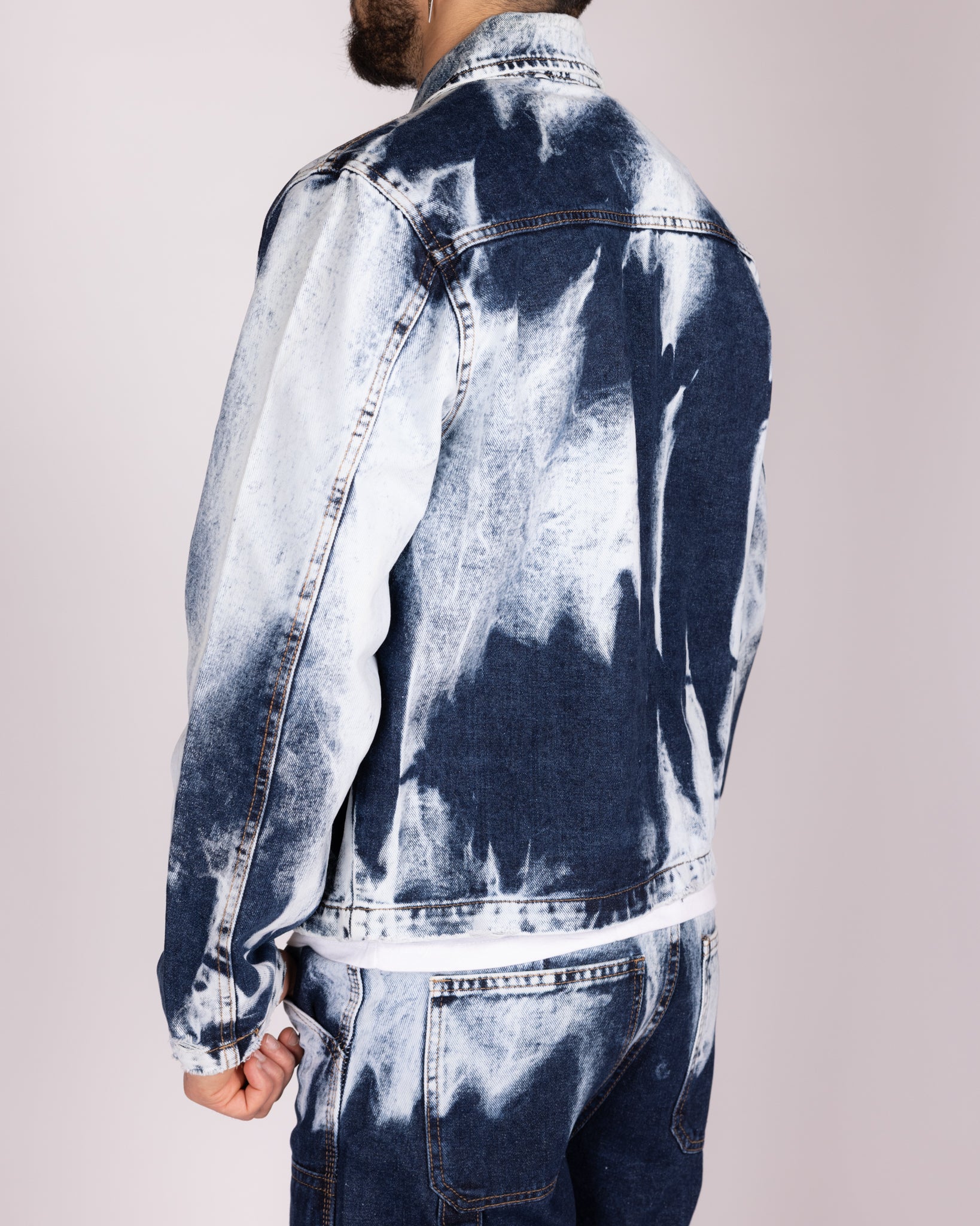 Bleach Washed Jacket and Jeans Denim Set