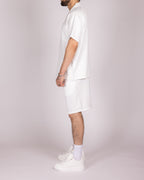 Oversized White Striped Shirt & Short Set