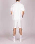 Oversized White Striped Shirt & Short Set