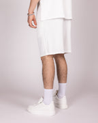 Oversized White Striped Shirt & Short Set