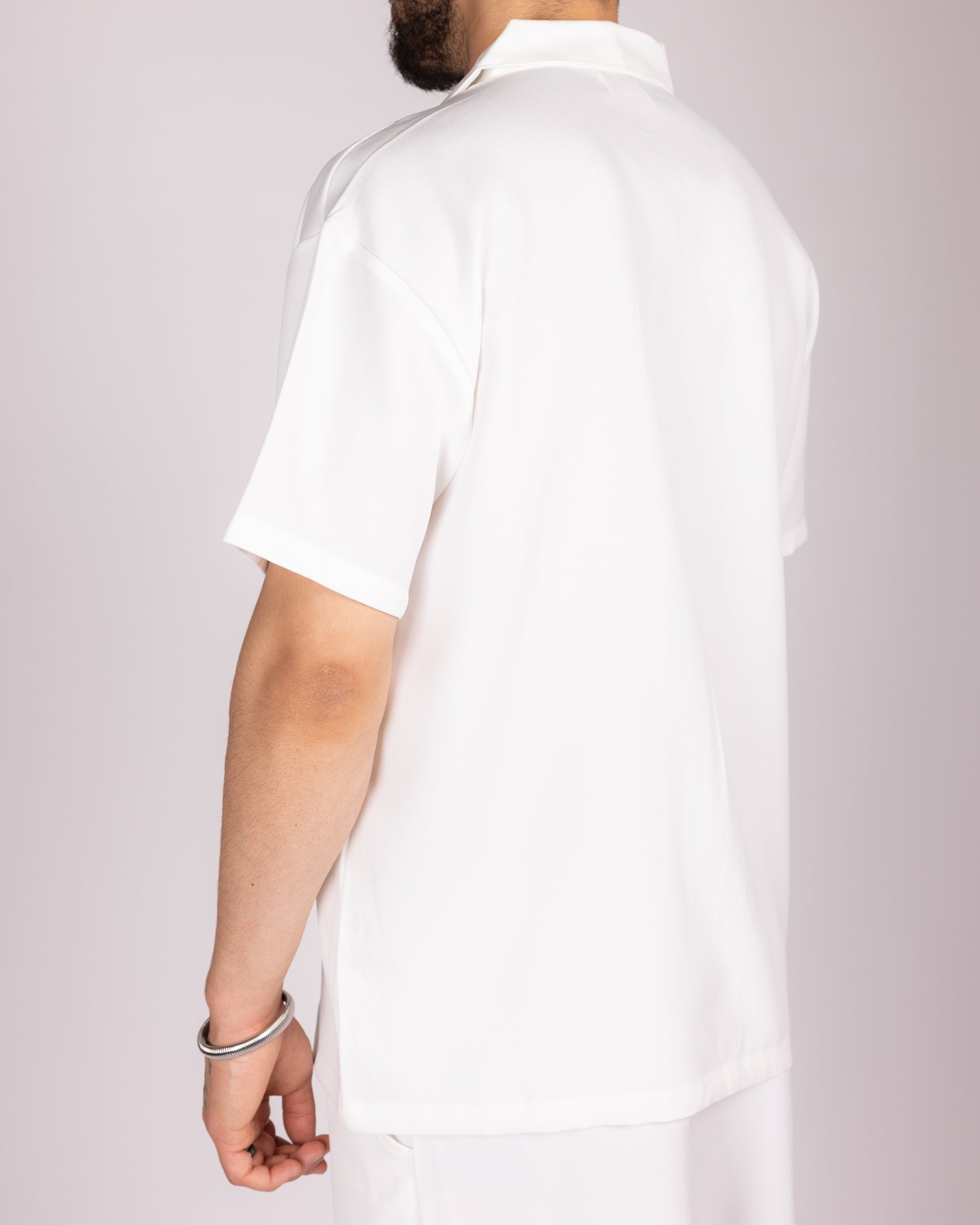Oversized White Striped Shirt & Short Set