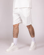 Oversized White Striped Shirt & Short Set