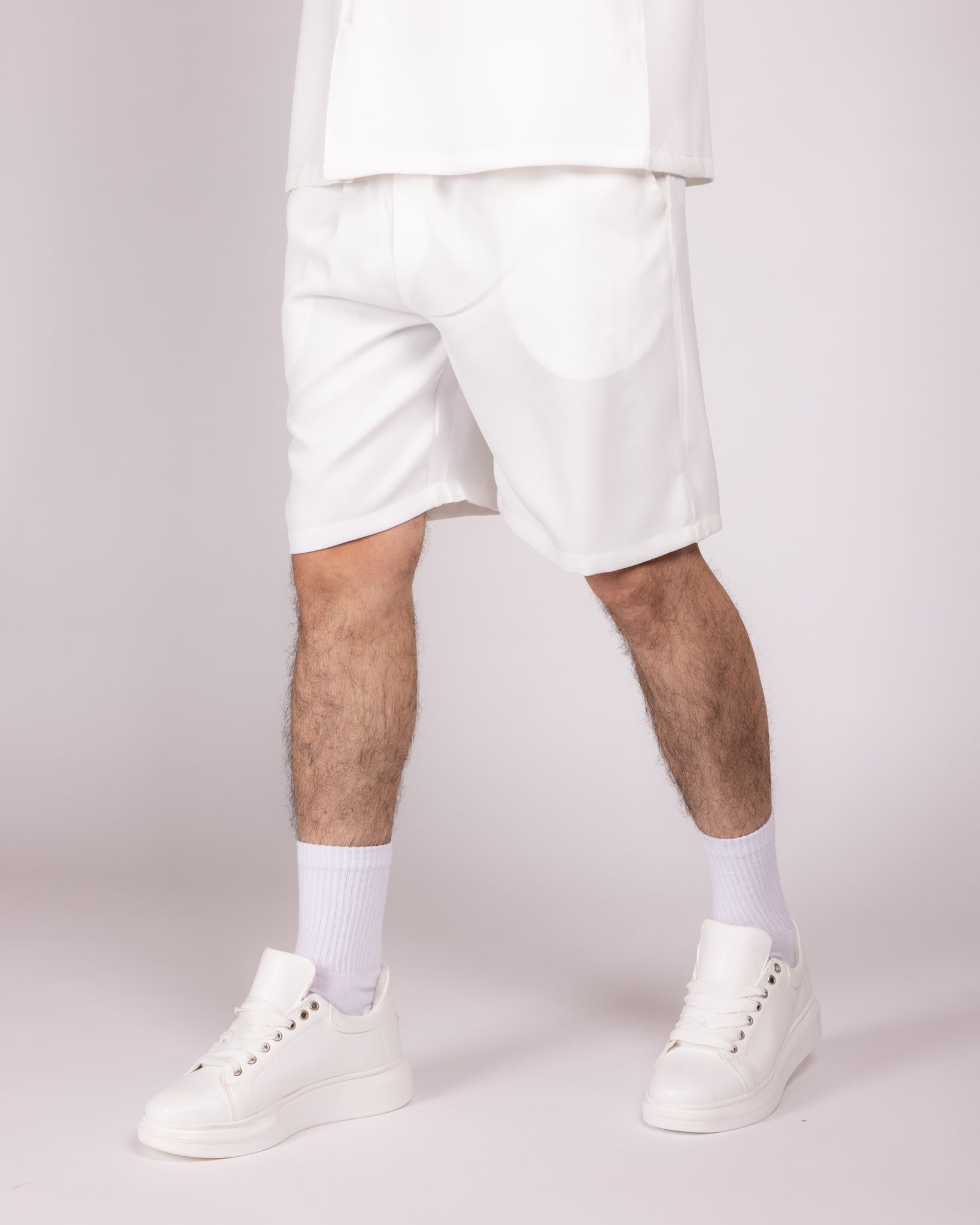 Oversized White Striped Shirt & Short Set