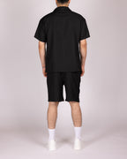 Oversized Black Striped Shirt & Short Set