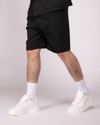 Oversized Black Striped Shirt & Short Set
