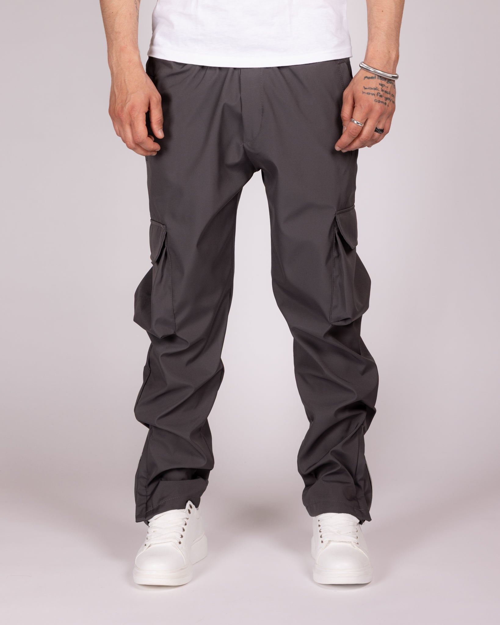Relaxed Fit Cargo Pants with Zip Ankles