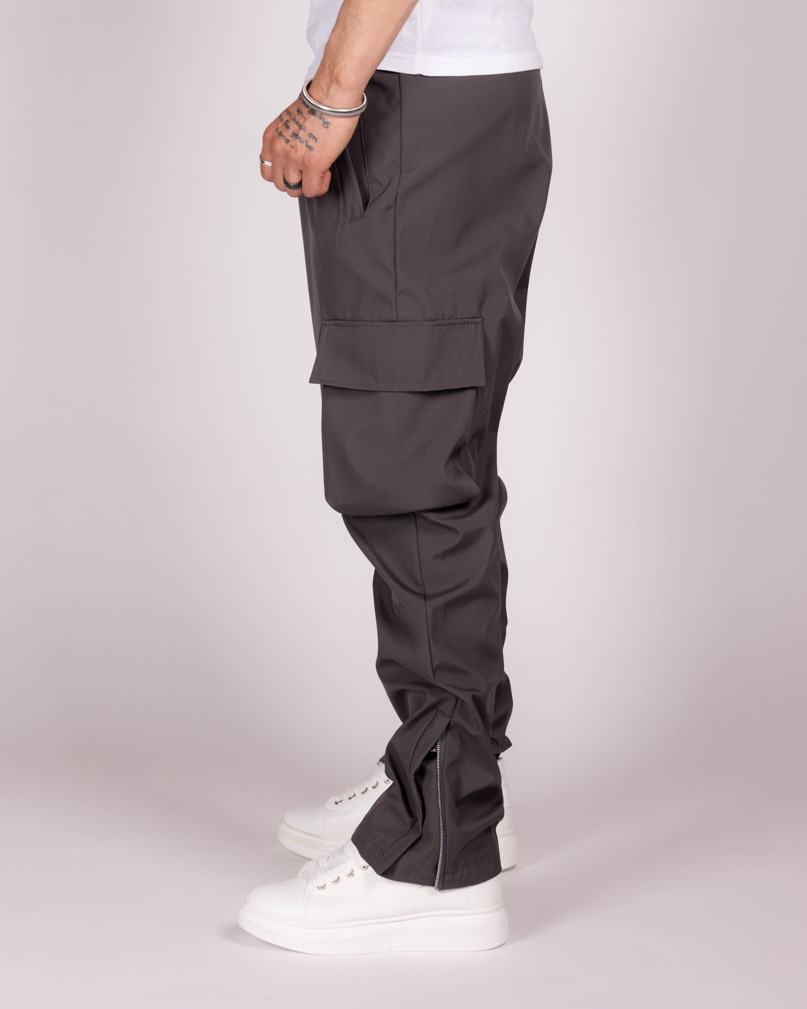 Relaxed Fit Cargo Pants with Zip Ankles