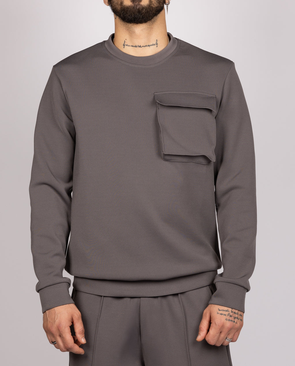 Utility Pocket Sweater & Joggers Set in Grey