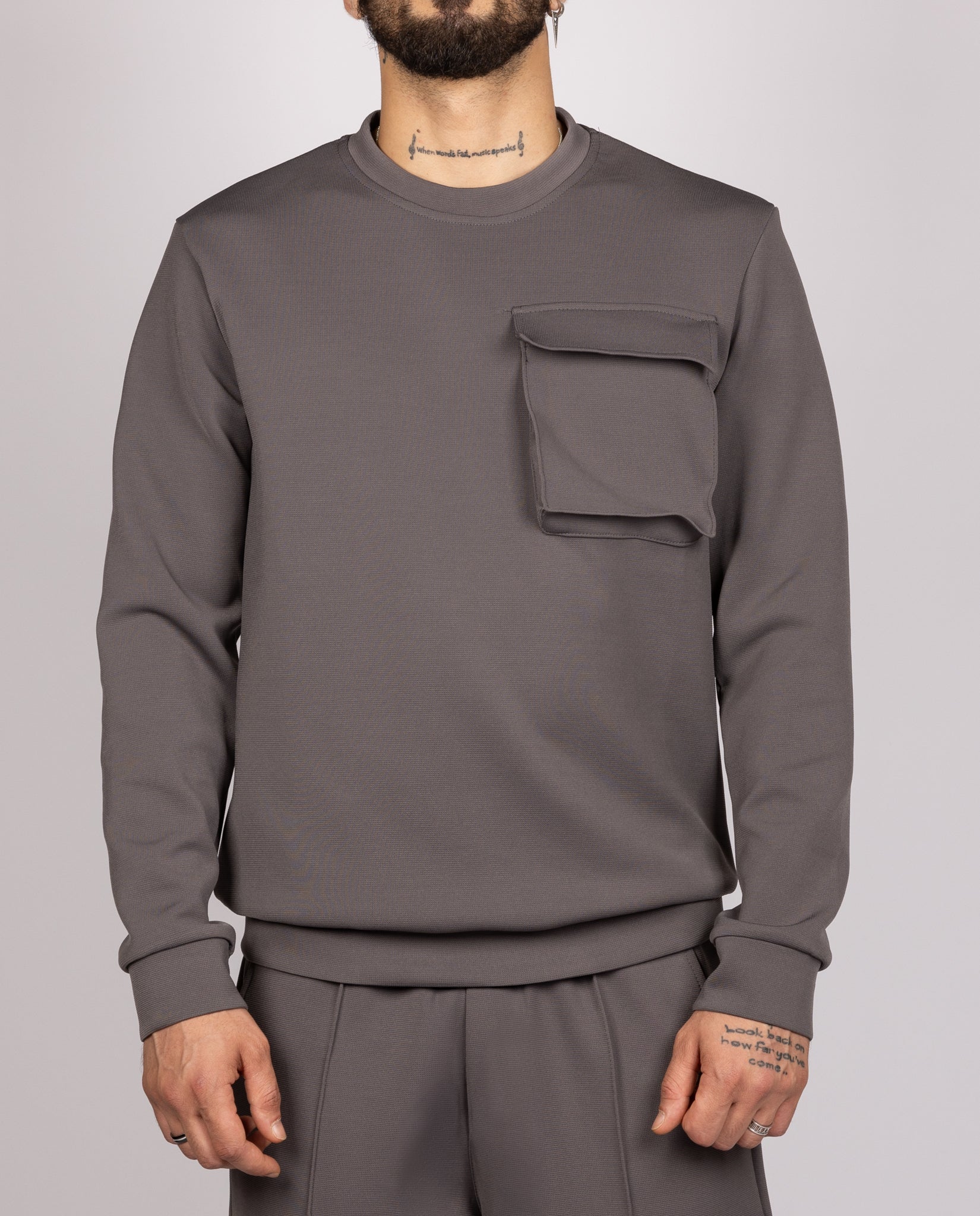 Utility Pocket Sweater & Joggers Set in Grey