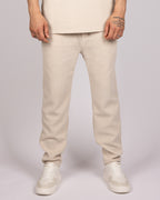 Ribbed Texture T-Shirt & Jogger Set in Beige