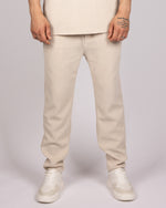 Ribbed Texture T-Shirt & Jogger Set in Beige