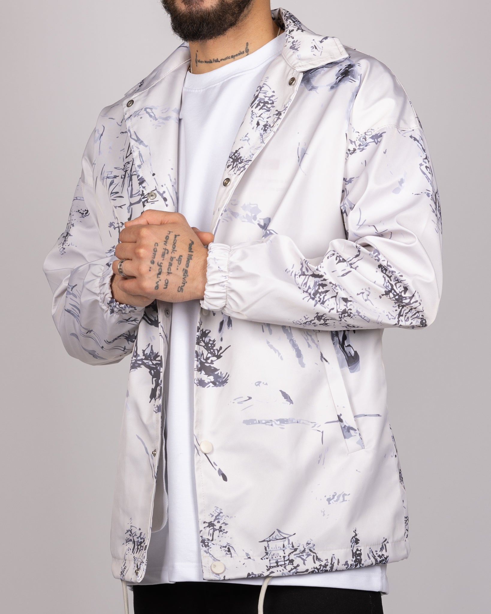 Sakura Hills Inspired Coach Jacket White