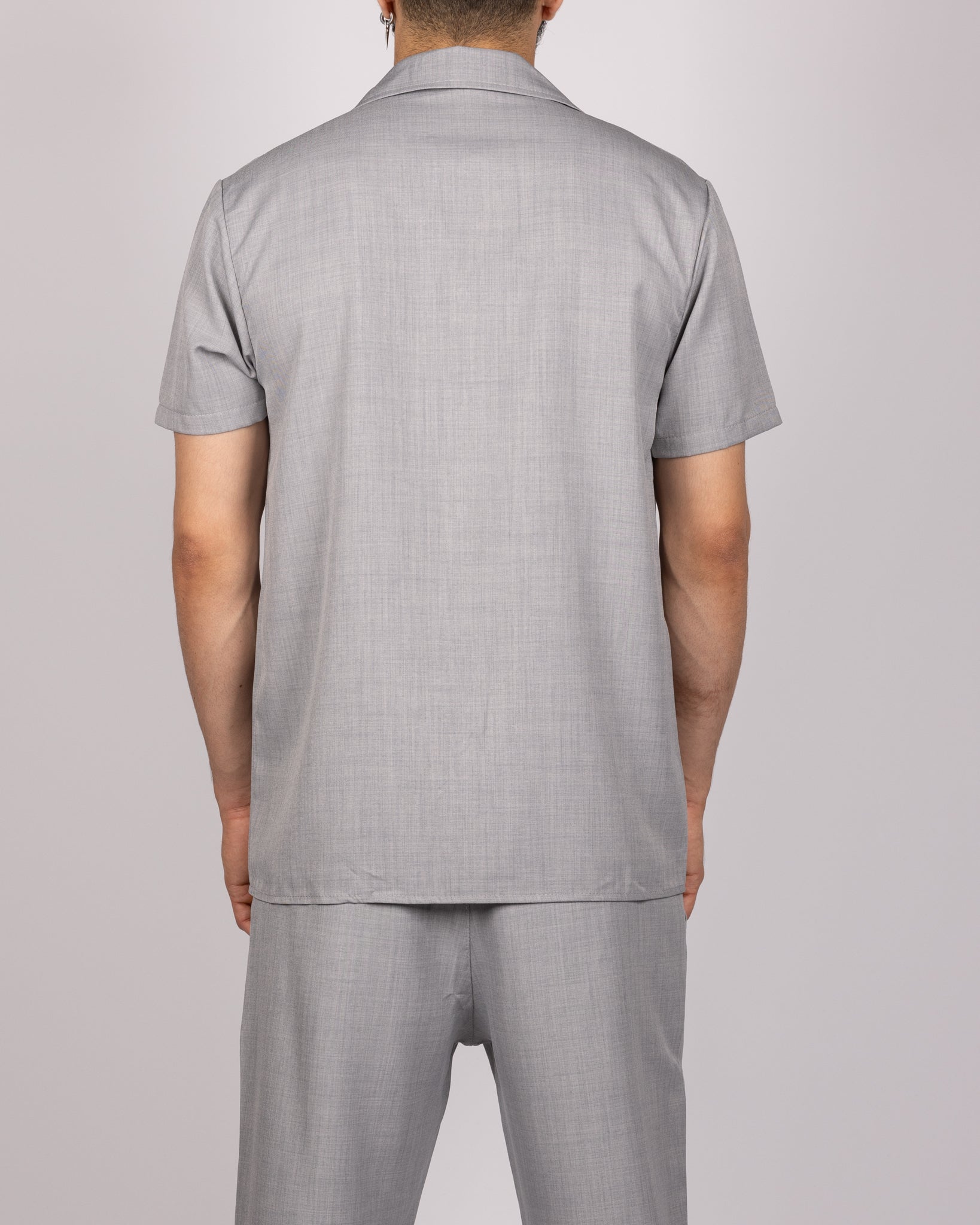 Short Sleeve Shirt & Drawstring Pants Set Grey