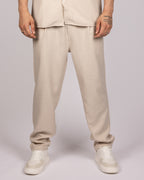 Short Sleeve Shirt & Drawstring Pants Set Beige