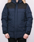Blue & Black Contrast Parka Jacket