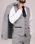 Bromley - Silver Grey Single Breasted Check Waistcoat