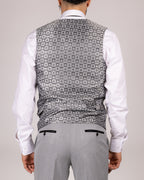 Bromley - Silver Grey Single Breasted Check Waistcoat