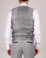 Bromley - Silver Grey Single Breasted Check Waistcoat